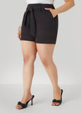 Plus Size Belted Denim Shorts