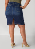 Whiskered Denim Pencil Skirt