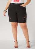 Plus Size High Rise Distressed Denim Shorts