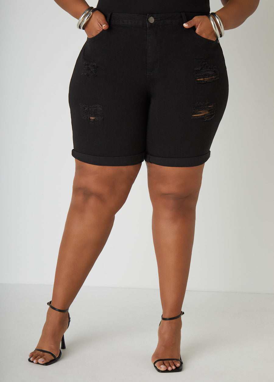 Plus Size Jean Shorts Plus Size Distressed Denim Shorts 
