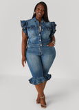 Zipper Trimmed Denim Capris