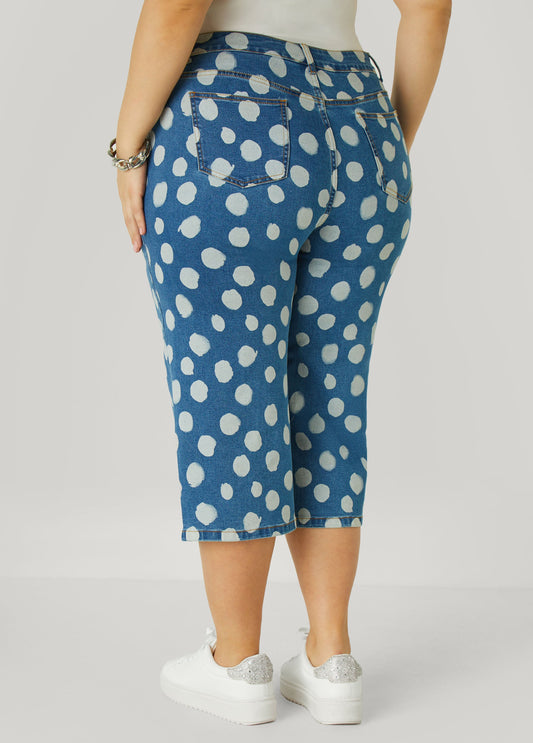 Polka Dot Denim Capris