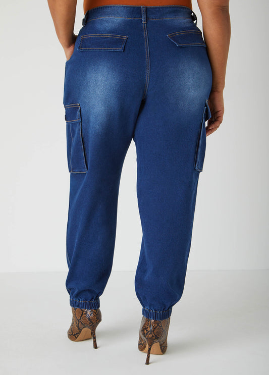 Denim Cargo Joggers
