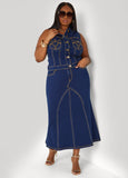 Plus Size Seam Detailed Maxi Skirt