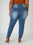 Plus Size Mid Rise Skinny Jeans Plus Size Stitched Denim Jeans