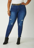 Painted Distressed Skinny Jeans
