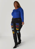 Cutout Ribbed Skinny Jeans