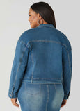 Cropped Zip Front Denim Jacket