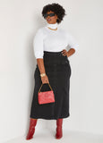 Stretch Denim Cargo Maxi Skirt