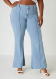 Plus Size Studded High Rise Flared Jeans