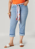 Plus Size Scarf Belt Denim Capris