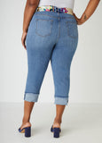 Scarf Belt Stretch Denim Capris