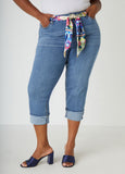 Plus Size Scarf Belt Denim Capris