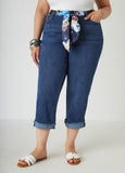 Scarf Belt Stretch Denim Capris