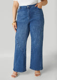 Plus Size Seam Detailed Wide Leg Jeans