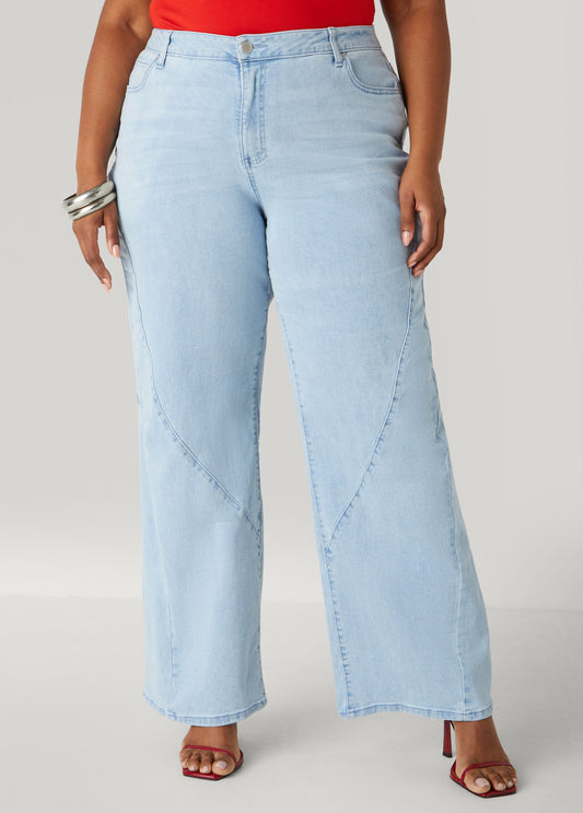 Seam Detailed Wide Leg Jeans