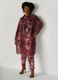Plus Size Denim Print Duster Shirt