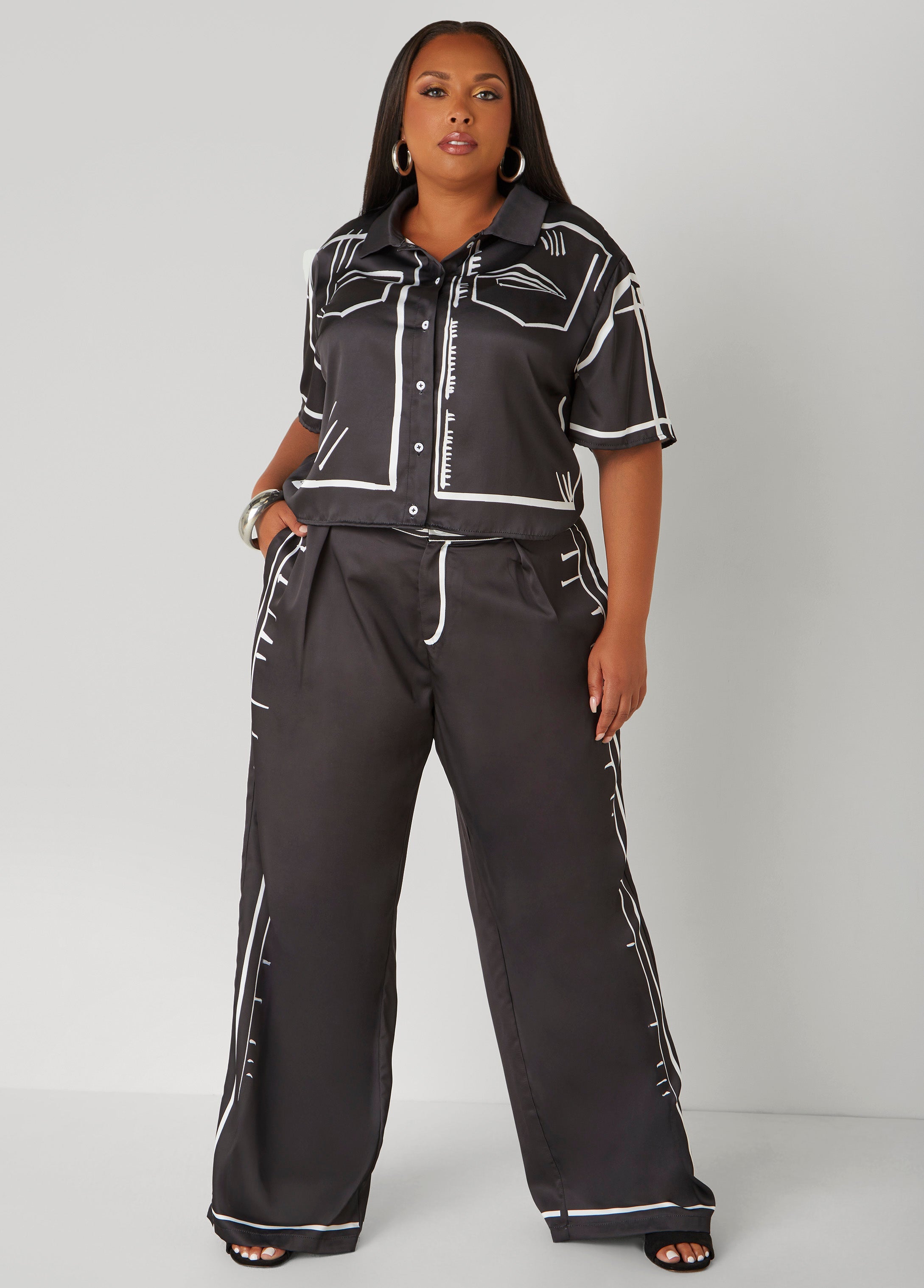 Plus Size Cropped Pop Art Shirt