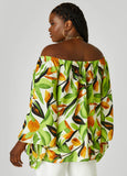 Off The Shoulder Leaf Print Blouse