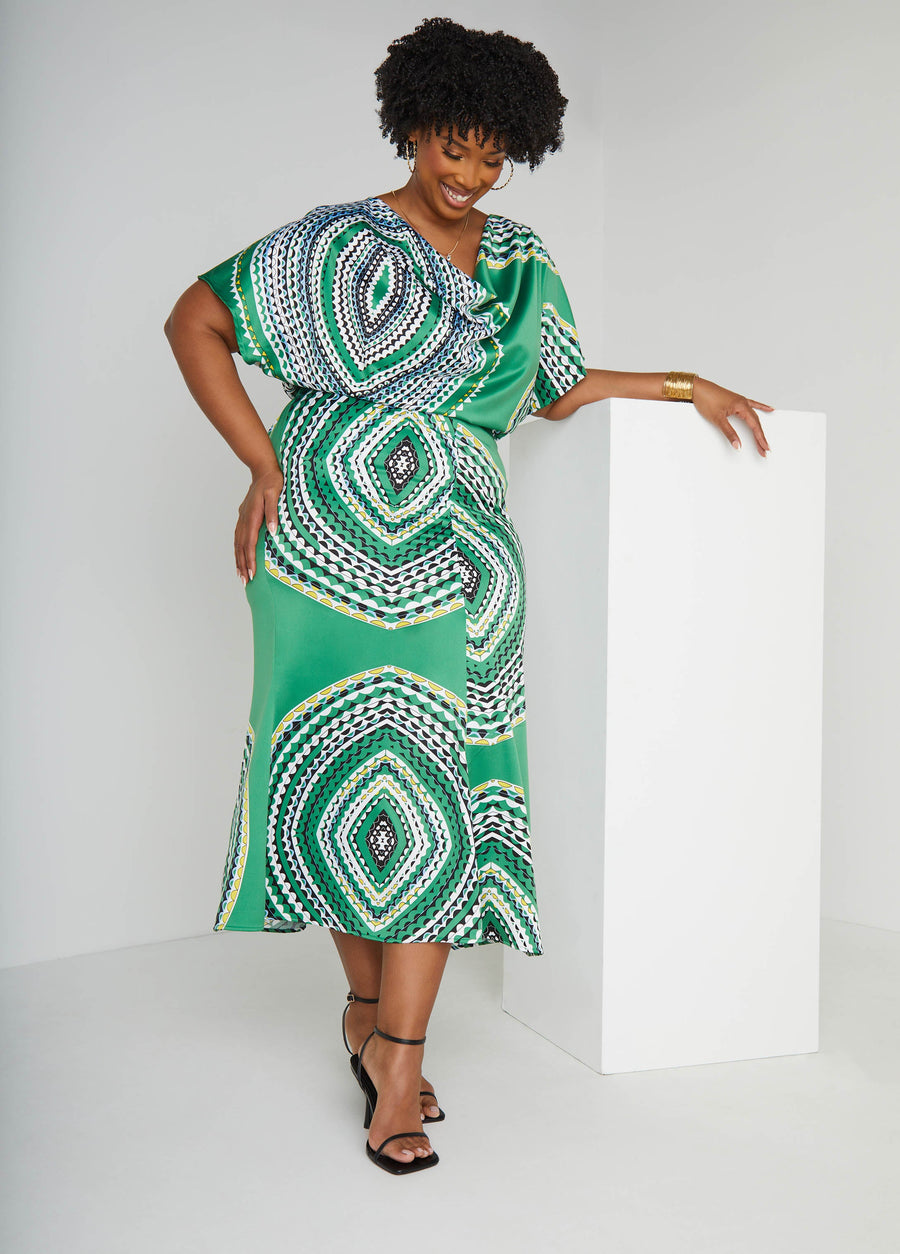 Plus Size circle print satin blouse plus size fashion tops two piece set