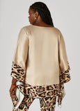 Animal Print Paneled Satin Tunic
