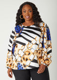 Plus Size Printed Satin Blouse