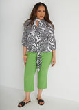 Wavy Print Tie Neck Blouse