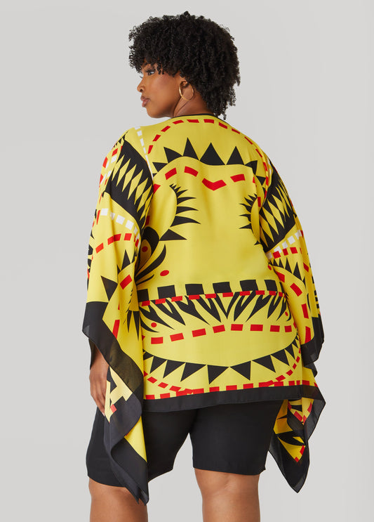 Printed V Neck Poncho