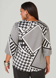 Printed Satin Cowl Neck Blouse