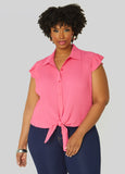 Pleated Tie Front Shirt