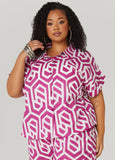 Plus Size Geo Print Cotton Shirt