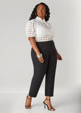 Mock Neck Windowpane Blouse