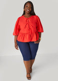 Tie Front Peplum Top