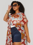 Scarf Print Chiffon Duster