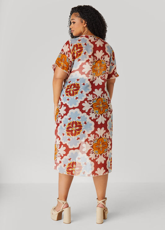 Scarf Print Chiffon Duster