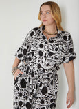 Plus Size Floral Tie Front Cotton Shirt