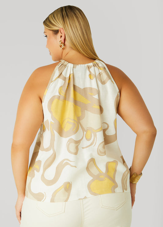 Printed Chain Trimmed Top