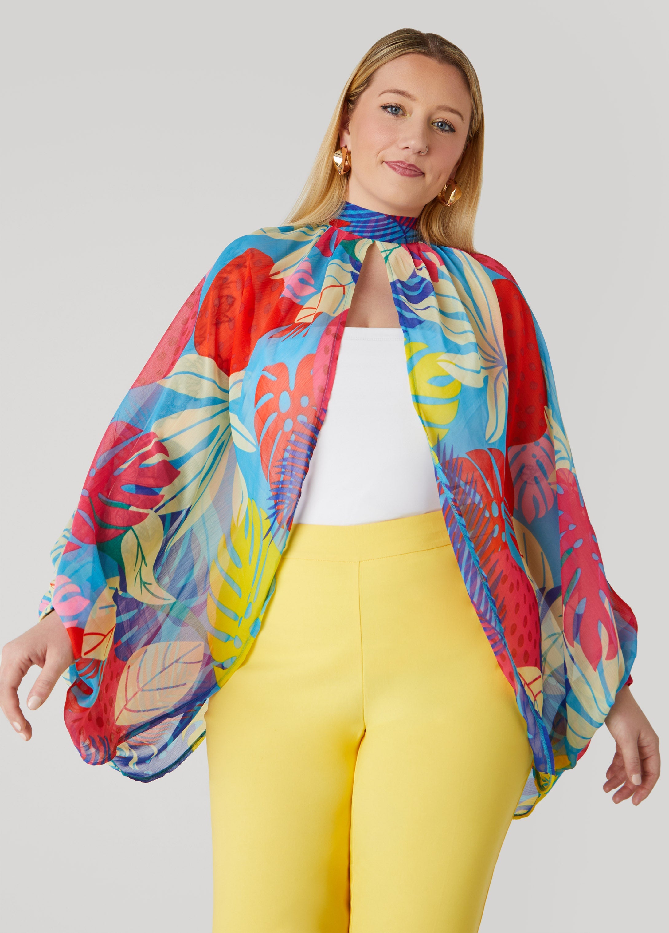 Plus Size Tropical Print Shrug