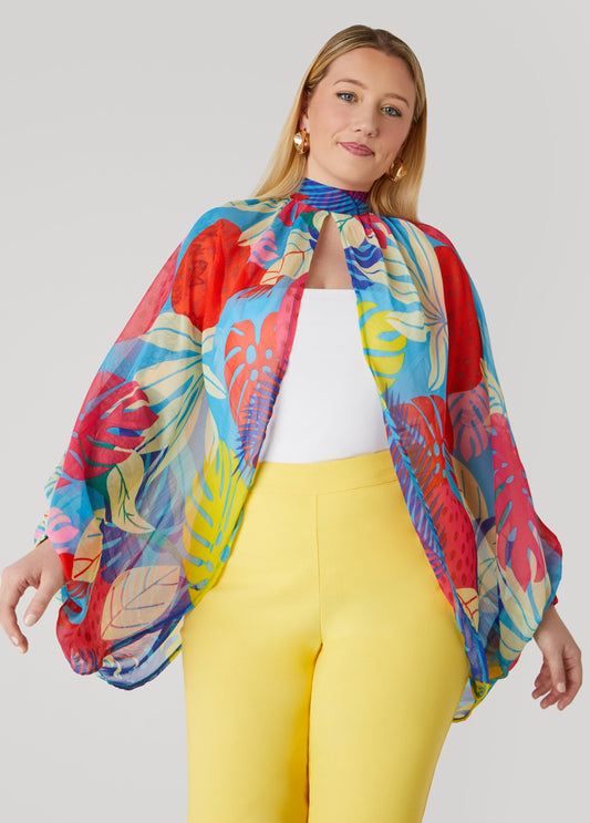 Plus Size Tropical Print Shrug