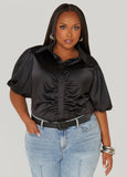 Ruched Satin Shirt