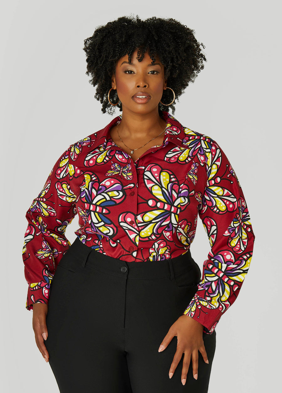 Plus Size Butterfly Print Shirt