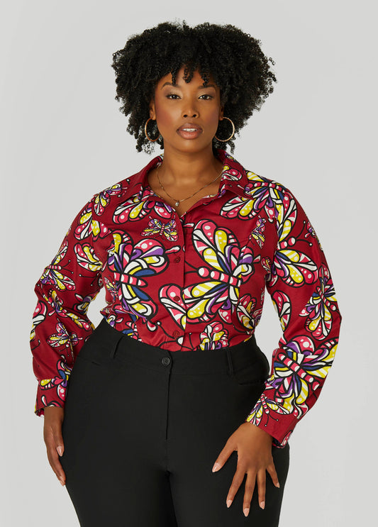 Plus Size Butterfly Print Shirt
