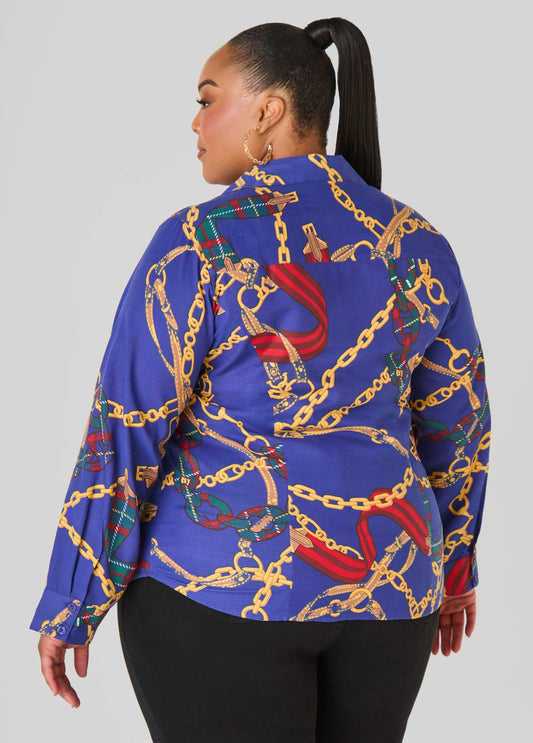 Chain Print Cotton Blend Shirt