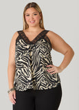Plus Size Lace Trimmed Animal Print Cami