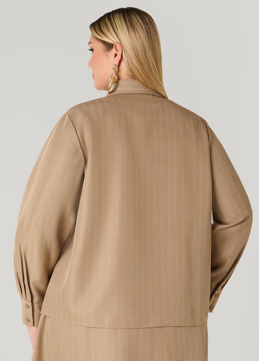 Detachable Tie Striped Shirt