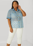 Metallic Floral Lace Shirt