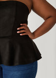 Strapless Faux Suede Peplum Top