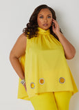Plus Size Grommet Embellished Poplin Blouse