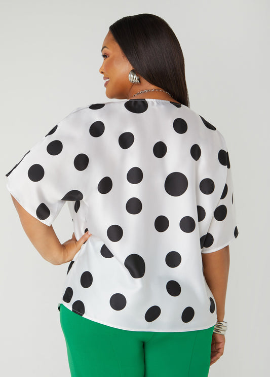 Cowl Neck Polka Dot Blouse