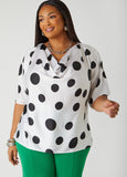 Plus Size Cowl Neck Polka Dot Blouse
